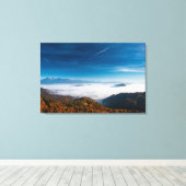 Herfst bergen en mist in de vallei canvas afdruk (Insitu (Houten vloer))