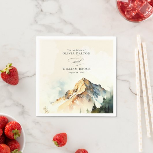 Herfst Bergen Natuur Elegant Bruiloft Servet (Insitu)