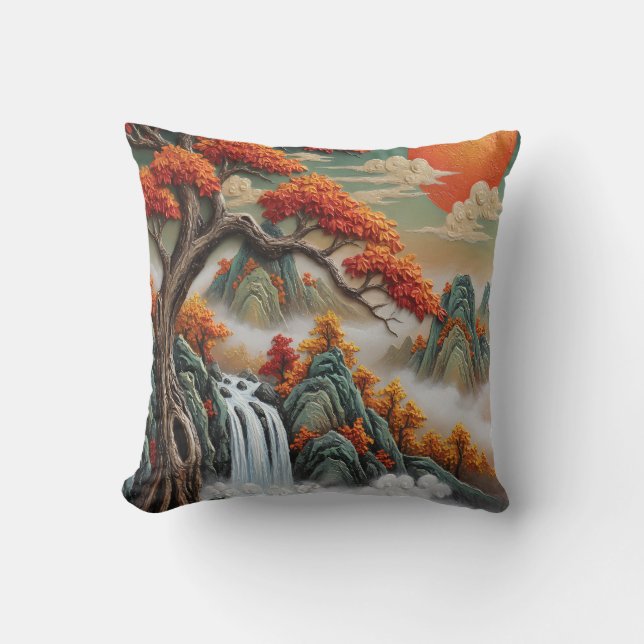 Herfst berglandschap met waterval kussen (Voorkant)