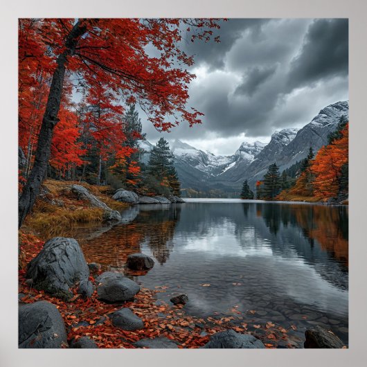 🍁 Herfst Bergmeer Reflectie Natuur Decoratie 🍁 (Voorkant)
