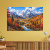 Herfst Bergvallei Olie Schilderij Canvas Afdruk (Insitu (Woonkamer))