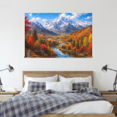 Herfst Bergvallei Olie Schilderij Canvas Afdruk (Insitu (Slaapkamer))