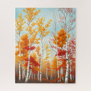 Herfst berk bomen puzzel