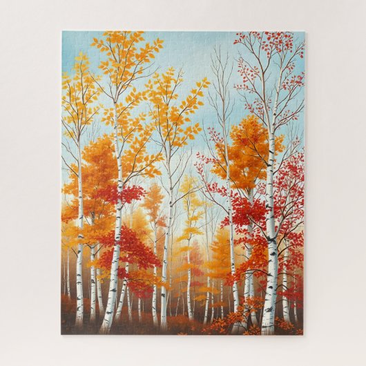 Herfst berk bomen puzzel (Verticaal)