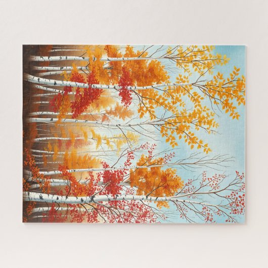Herfst berk bomen puzzel (Horizontaal)