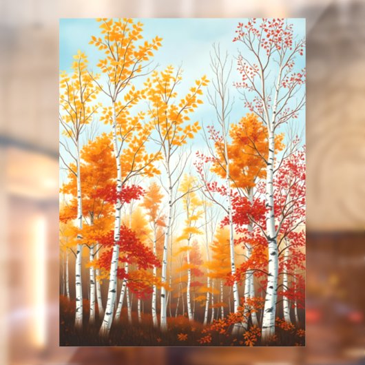 Herfst berk bomen venster vastklampen raamsticker (Vel 2)