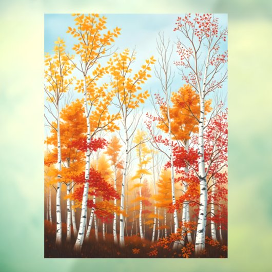 Herfst berk bomen venster vastklampen raamsticker (Vel 3)