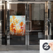 Herfst berk bomen venster vastklampen raamsticker (Kantoordeur)