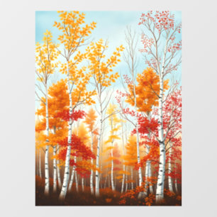 Herfst berk bomen venster vastklampen raamsticker