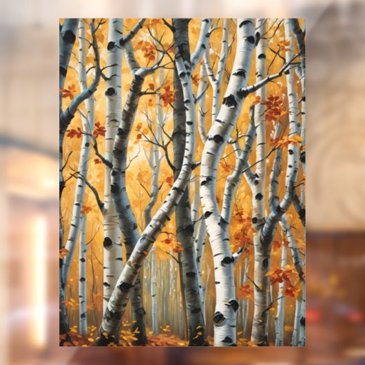 Herfst berk bomen venster vastklampen raamsticker (Vel 2)