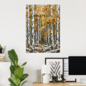 Herfst Berkenbomen Schilderij Poster | Gouden Bos (Thuiskantoor)