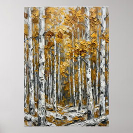 Herfst Berkenbomen Schilderij Poster | Gouden Bos