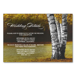 Herfst Berkenboom Huwelijksreceptie + Hotel Kaarte Kaart