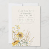 Herfst Bewaar de datum, Zonnebloem Bewaar de datum Kaart (Voorkant)