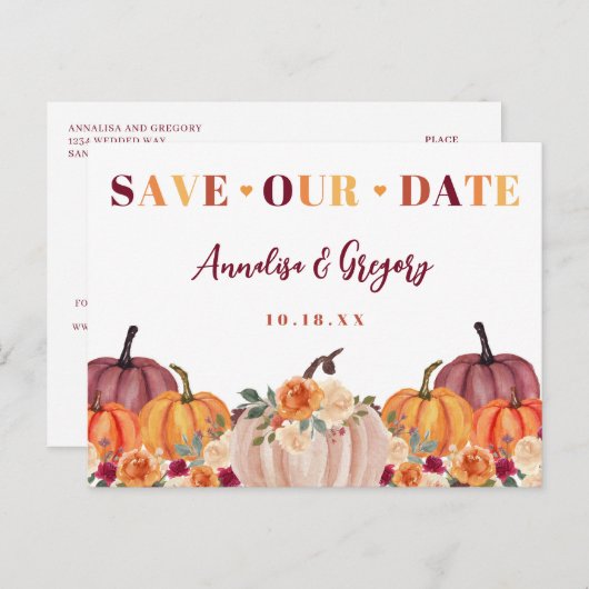 Herfst Bewaar onze datum Aankondigingskaart (Voorkant / Achterkant)