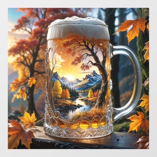 Herfst Bier Mok Raam Cling Raamsticker (Vel)