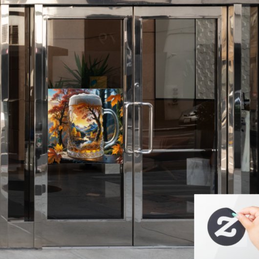 Herfst Bier Mok Raam Cling Raamsticker (Kantoordeur)