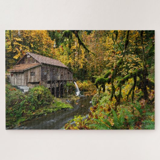 Herfst bij Cedar Creek Grist Mill in Washington Legpuzzel (Horizontaal)