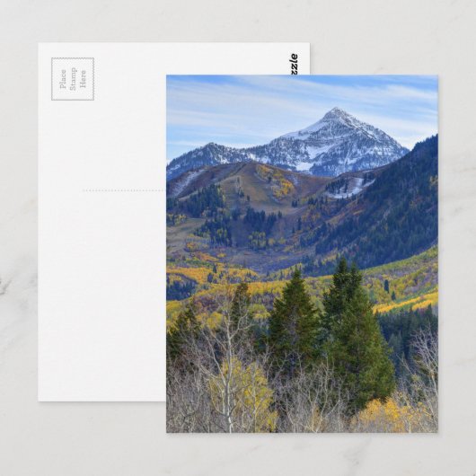 Herfst bij de piek van de cascade en dichtheid van briefkaart (Voorkant / Achterkant)