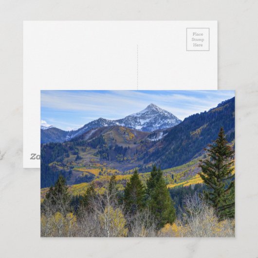 Herfst bij de piek van de cascade en dichtheid van briefkaart (Voorkant / Achterkant)