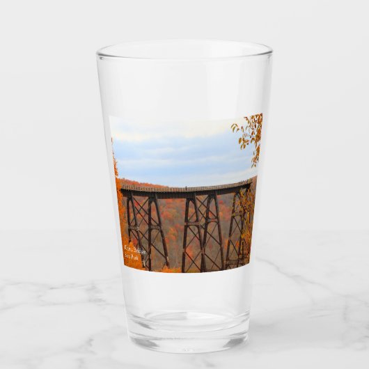 Herfst bij Kinzua Bridge Souvenir Glas (Voorkant)