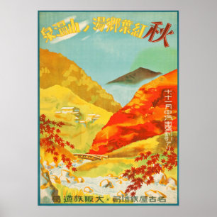 herfst bij Yunoyama Onsen Japan Travel Poster