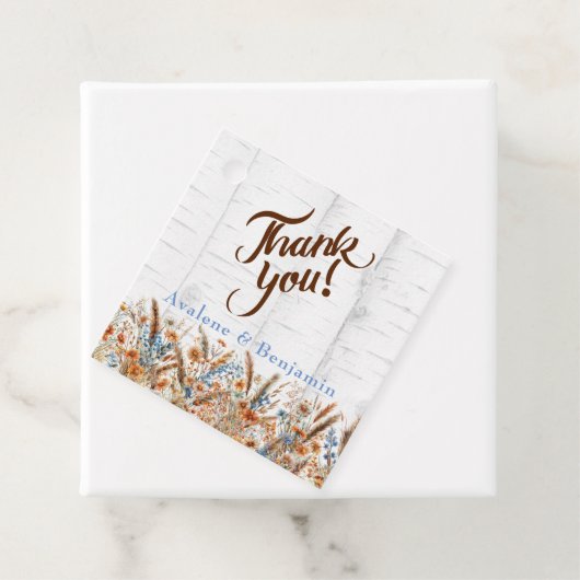 Herfst Birch Tree en Wildflowers Wedding Dank U Bedankjes Labels (In situ)