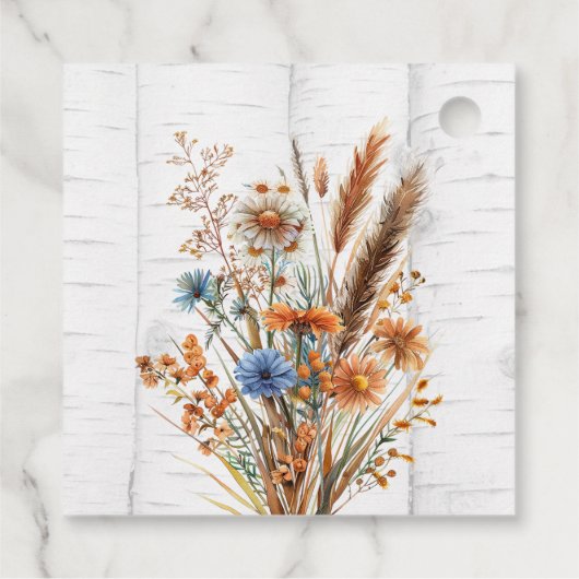 Herfst Birch Tree en Wildflowers Wedding Dank U Bedankjes Labels (Achterkant)