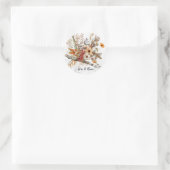 Herfst Birch Tree en Wildflowers Wedding Ronde Sticker (Tas)