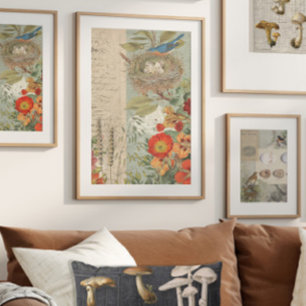 Herfst Bird Nest Oranje Floral Foliage Decoupage A Tissuepapier