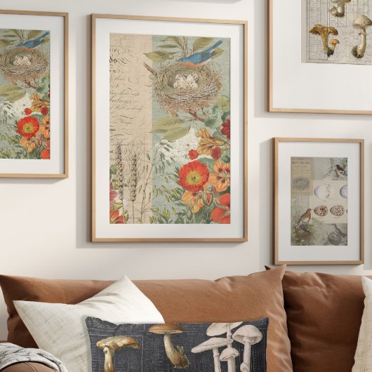 Herfst Bird Nest Oranje Floral Foliage Decoupage A Tissuepapier