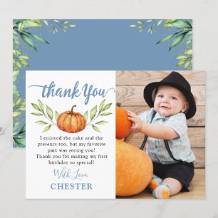 Herfst Birthday Foto van herfst Dusty Blue Pumpkin Bedankkaart