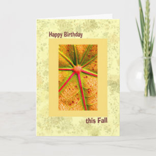 Herfst Birthday, Geel en Goud Kaart