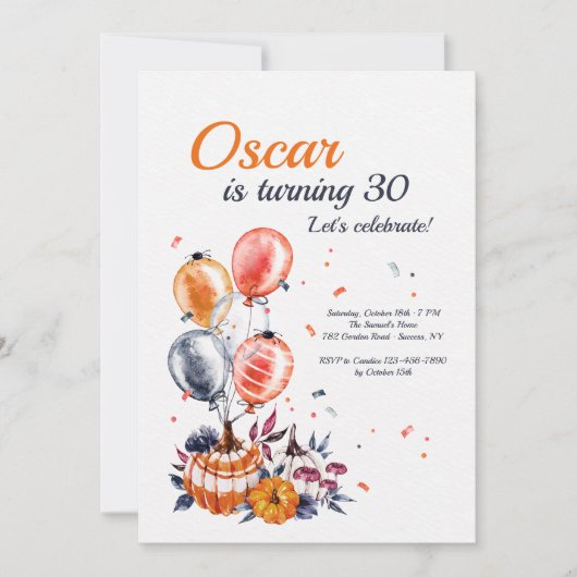 Herfst Birthday Party Invitation Kaart (Voorkant)