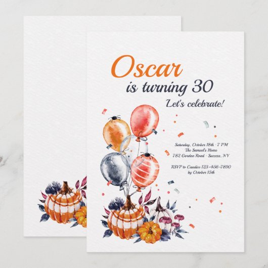 Herfst Birthday Party Invitation Kaart (Voorkant / Achterkant)