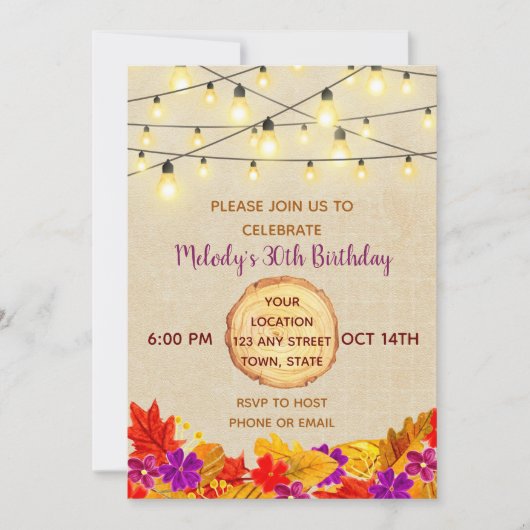 Herfst Birthday Uitnodiging (Voorkant)