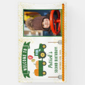 Herfst Birthday Welkomstfoto najaar pomkin Tractor Spandoek (Verticaal)
