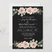 Herfst Black Blush Waterverf Floral Roos Wedding Kaart (Voorkant)