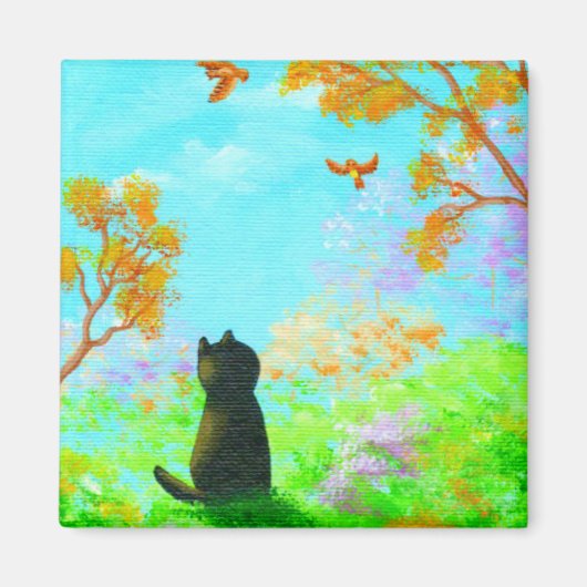 Herfst Black Cat Creationarts Magneet (Voorkant)