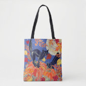Herfst Black Cat Leaves Moon Pumpkin Patch Hallowe Tote Bag (Voorkant)