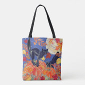 Herfst Black Cat Leaves Moon Pumpkin Patch Hallowe Tote Bag (Achterkant)