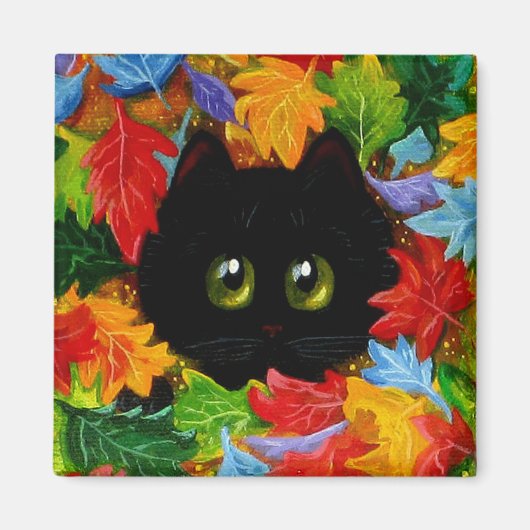 Herfst Black Cats Creationarts Magnet (Voorkant)