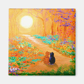 Herfst Black Cats Creationarts Magnet (Voorkant)