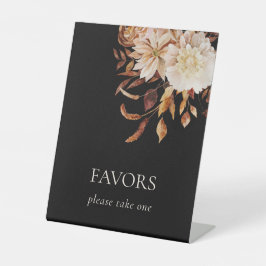 Herfst Black Wedding Favors Reclamebord Met Voetstuk