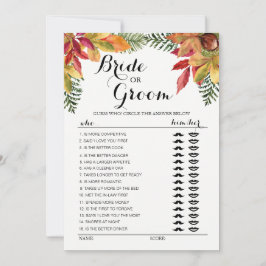 Herfst blad Bruid of Bruidegom spel bewerkbaar Kaart