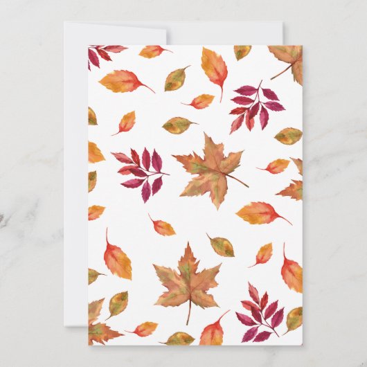 Herfst blad Bruid of Bruidegom spel bewerkbaar Kaart (Achterkant)