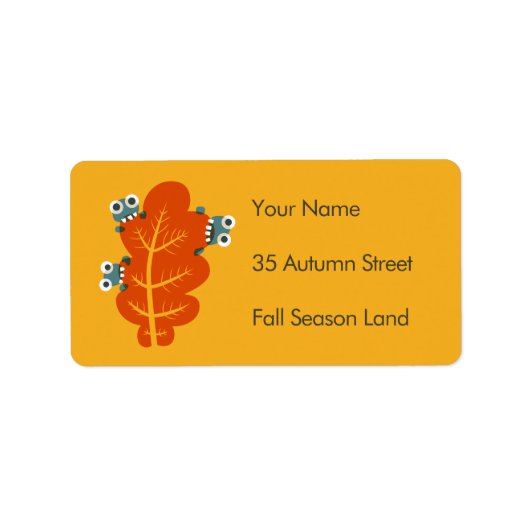 Herfst blad met Schattigee bugs - herfstkleuren Etiket (Voorkant)