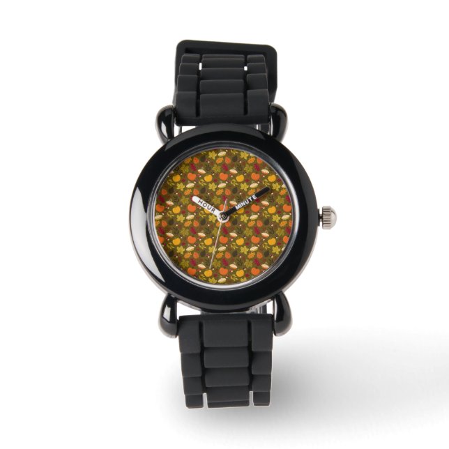 Herfst Blad Patroon Siliconen Horloge (Voorkant)