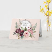 Herfst Blad Roze Bloemen Herfst Krans Baby Dank u Kaart (Gele Bloem)