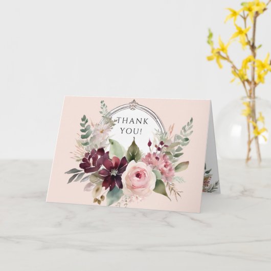 Herfst Blad Roze Bloemen Herfst Krans Baby Dank u Kaart (Gele Bloem)